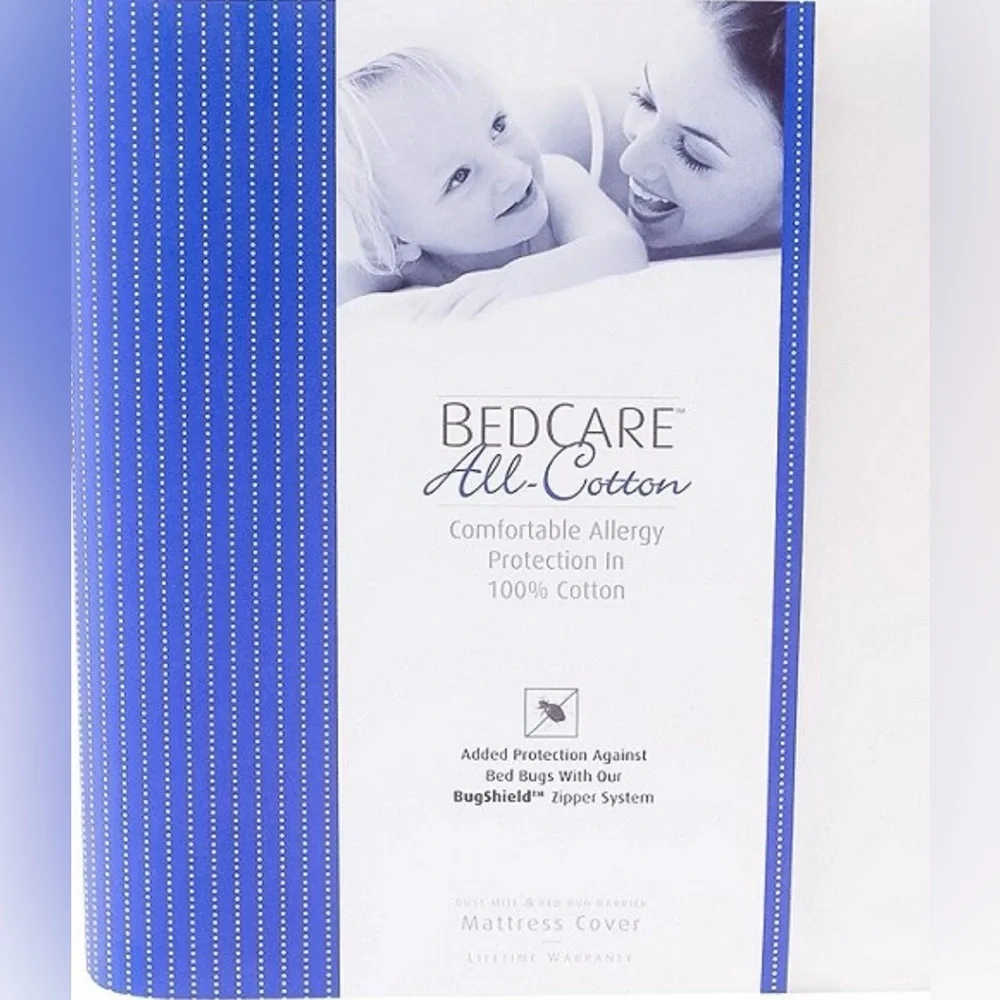 New Bed Care All Cotton Allergy and Bed Bug Proof 12” Mattress Cover Full